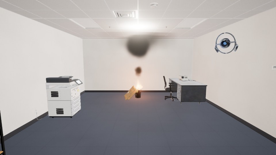 Fire extinguisher training: the holodeck turns into an office with a fire in the copy room